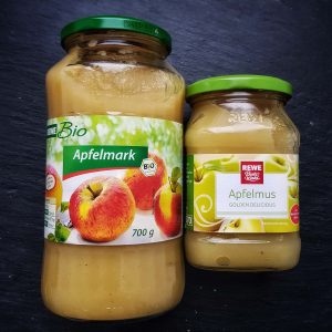 Apfelmark und Apfelmus - Beispiel für Lebensmitteletiketten lesen